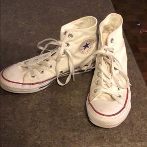 White hi-top converse- women’s size 8